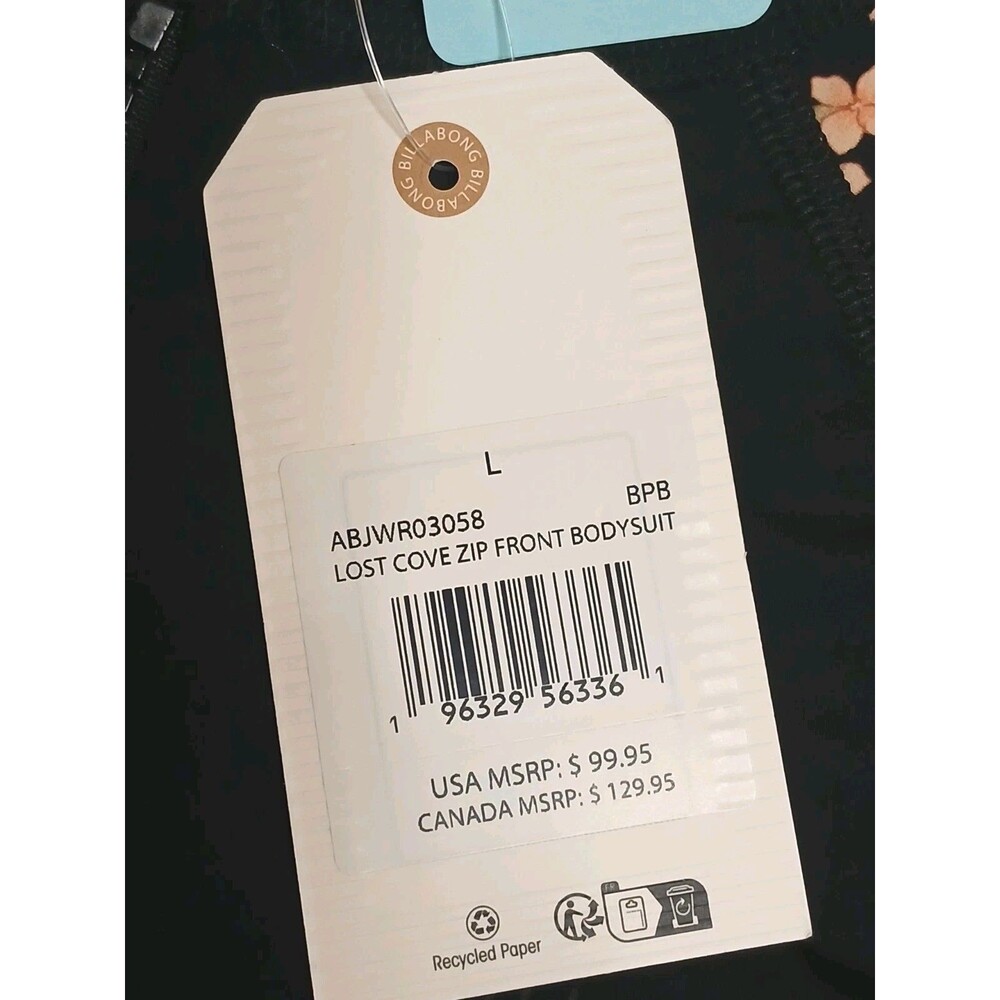 BILLABONG Swimsuit Sz M/L Zip Front Long Sleeve UV Protection Black/Tropical $99 - Picture 12 of 16